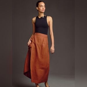 Anthropologie Linen Wrap Skirt, US 14